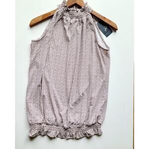 Adrianna Papell Women Blouse Shirt  Sz S Pink & Black‎ Sleeveless Smocked Top